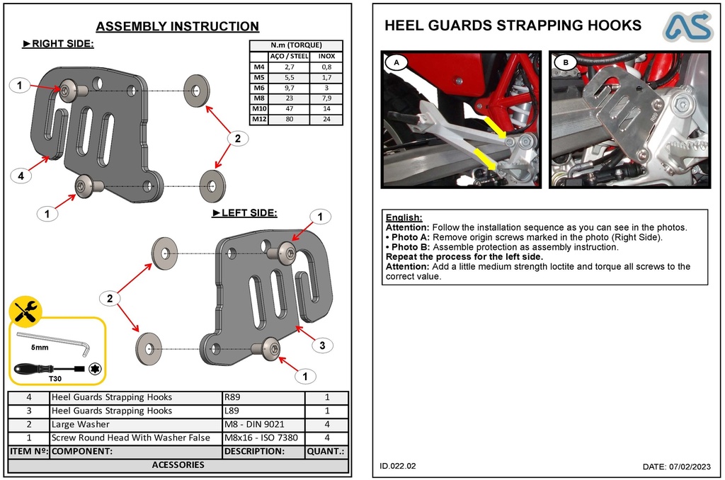 Adventure Spec KTM 690 GasGas 700 Husqvarna 701 Heel Guard Strap Hooks